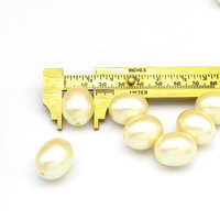 21.5x17mm Oval Barrel Faux Pearls, Vintage Cream Plastic Beads