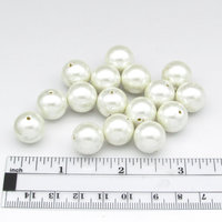 Round White Lustre Beads, Vintage 1970's 12mm 14mm Plastic Pearls