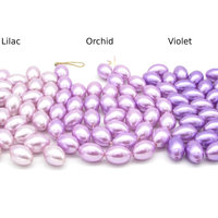 12x8.5mm Rice Beads, Vintage Light Purple Oval Plastic Pearls