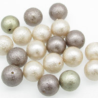 Gold Faux Pearl Bead Mixes, Vintage Opaque Plastic Rounds and Nuggets