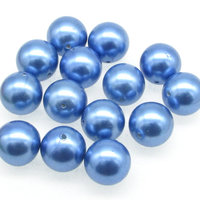 14mm Vintage Sapphire Blue Plastic Pearls  (12)