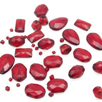Vintage Red Plastic Bead Mix