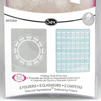 Folksy Circle and Fun A2 Embossing Folder Set, Sizzix Textured Impressions