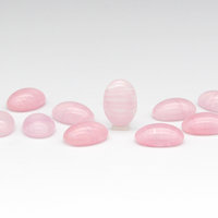 14mm Oval Cabochons, Vintage Light Pink Striped Glass Gems