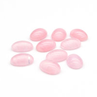 14mm Oval Cabochons, Vintage Light Pink Striped Glass Gems