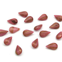13x7.8mm Pear Rhinestones, Opaque Rose and Goldstone 