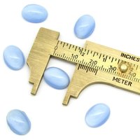 Vintage 14x10.5mm Oval Cabochons, Light Blue Moonglow