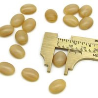 Vintage 14x10.5mm Oval Glass Stones, Beige Moonglow