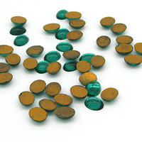 10x8mm Oval Cabochons, Foiled Emerald Green Glass