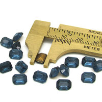 8x6mm Octagon Rhinestones, Vintage Montana Blue