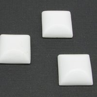 20mm Square Cabochon, White Vintage Glass Gem