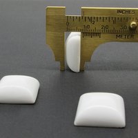 20mm Square Cabochon, White Vintage Glass Gem