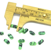8x4mm Marbled Opaque Green Baguette Rhinestones