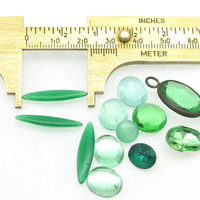 Green Rhinestone Mixed Lot,  Vintage Cabochons and Point Backs