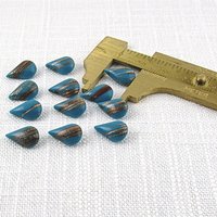 13mm Vintage Turquoise Glass Pear Shape Point Back Cabochons