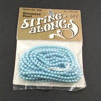 Vintage 4mm Faux Pearls, 60" Strand Round Light Blue Beads
