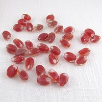 14mm Twisted Oval Beads with Watermelon Red Givre