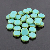 10mm Coin Turquoise Picasso Window Beads