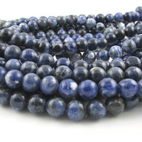8mm Dark Blue Sodalite Beads, Smooth Semiprecious Gemstone Rounds