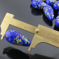 Vintage Teardrop Pendant 36mm, Blue Tombo Millefiori Glass Focal Bead