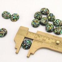Vintage 12x10mm Oval Foiled Lampwork Cabochons