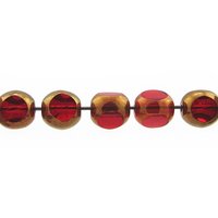 8mm Tri-Cut Rounds, Czech Glass Window Beads, Siam with Bronze
