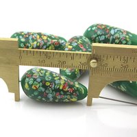 Vintage 36x18mm Teardrop Focal, Green Tombo Millefiori Glass Bead