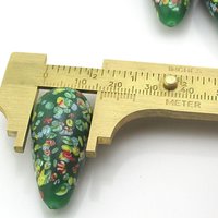 Vintage 36x18mm Teardrop Focal, Green Tombo Millefiori Glass Bead