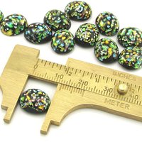 Vintage 12x10mm Oval Foiled Lampwork Cabochons