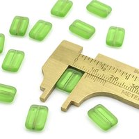 12x8mm Green Window Beads, Flat Rectangles