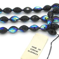 Vintage 12x8mm Faceted Oval Beads, Jet Vitrail