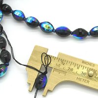 Vintage 12x8mm Faceted Oval Beads, Jet Vitrail