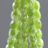 Vintage 9mm Faceted Oval Green Givre Beads