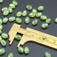 Vintage 9mm Faceted Oval Green Givre Beads