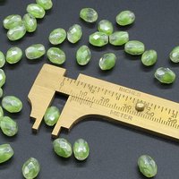 Vintage 9mm Faceted Oval Green Givre Beads