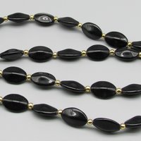 17mm Black Oval Czech Glass Beads
