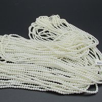 4mm White Plastic Pearls, Opaque Vintage Beads 60" Strand
