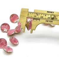 60ss Rose Pink Givre Rhinestone Dentelles, Vintage 14mm Faceted 2-Tone Point Back Glass Gems (12)
