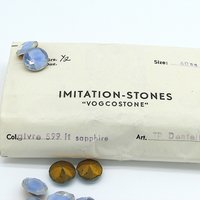 60ss Rhinestone Dentelles, Vintage 14mm Point Back Glass Gems with 2-Tone Light Sapphire Givre (12)