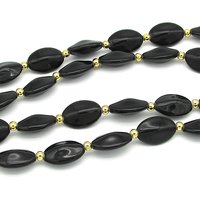 17mm Black Oval Czech Glass Beads