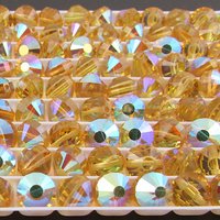 8mm Nailhead Beads, Vintage Light Topaz AB Machine Cut Crystal, Side-Drilled Faceted Rounds