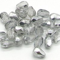7x5mm Faceted Teardrop Beads, Silver Metallic