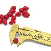 Vintage 11x8mm Teardrops, Shiny Opaque Red Plastic Pearshape Beads (22)