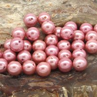 8mm Vintage Plastic Pearl Beads, Rose Pink