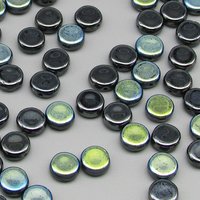 8mm Hematite AB Czech Glass Tablet Beads