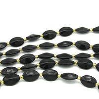 17mm Black Oval Czech Glass Beads