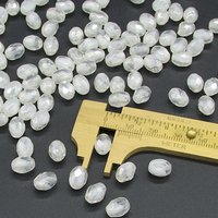 Vintage 9mm Oval White Givre Beads