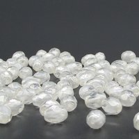 Vintage 9mm Oval White Givre Beads