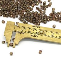 4mm Faceted Round Beads, Luminescent Brown Czech Glass (100)