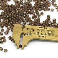 4mm Faceted Round Beads, Luminescent Brown Czech Glass (100)